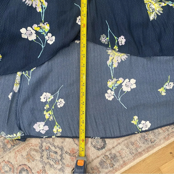 Free People Lost In You Navy Blue Midi  Floral Navy Button Short Sleeve … - Picture 7 of 13